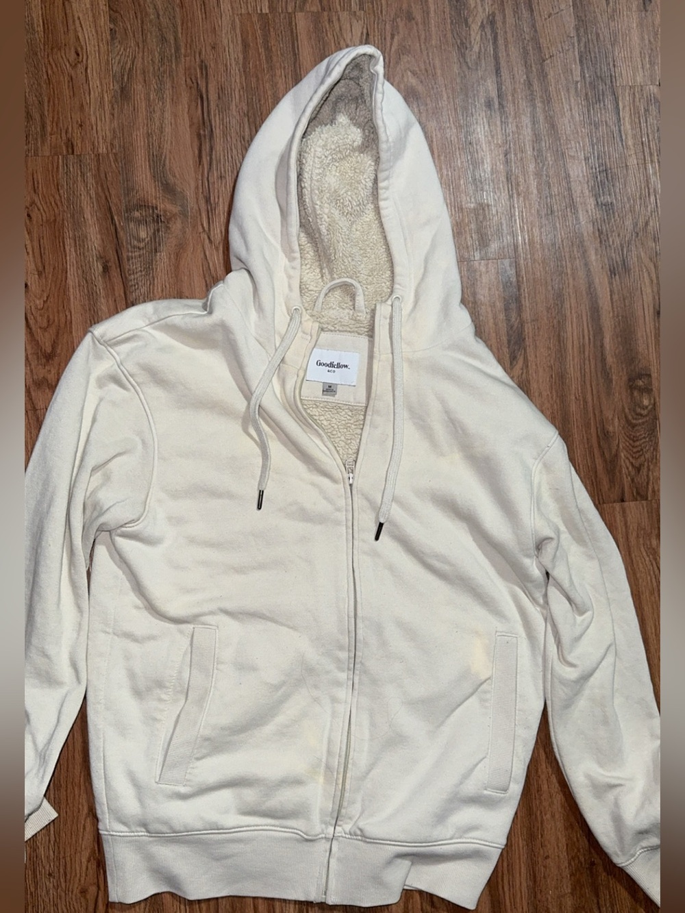 Goodfellow & Co Cream Sherpa-Lined Zip Hoodie